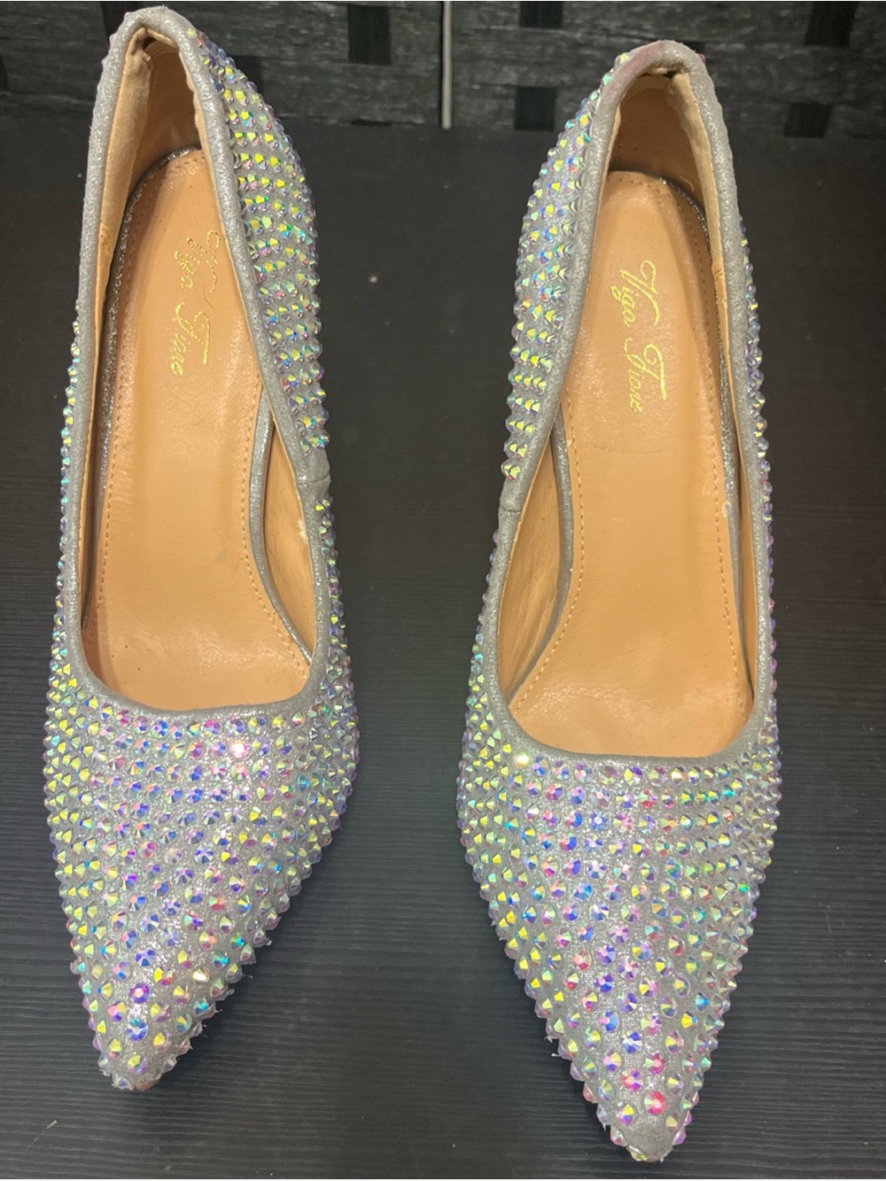 Vigo Fiore Silver Rhinestone Stiletto Pumps Women Size 10 See pic For Condition